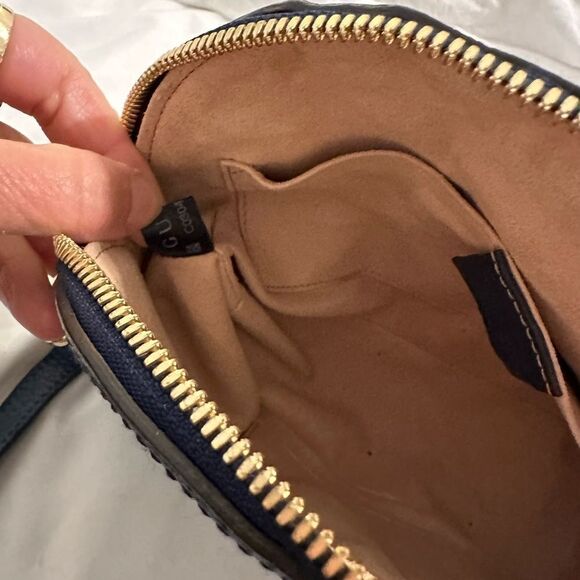 Gucci Navy Blue Leather Ophidia Dome Bag with Red Stripe - Picture 9 of 15